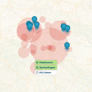 Padelfinder Pro zeigt, wo sich neue Padel-Standorte wirklich lohnen. Padelfinder Pro zeigt, wo sich neue Padel-Standorte wirklich lohnen.